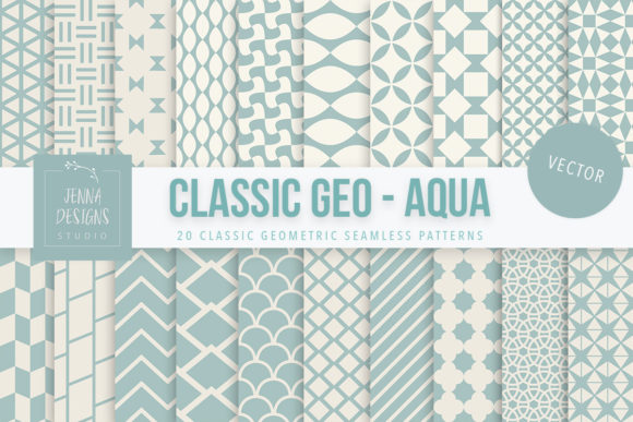 20 Classic Geometric Patterns - Aqua: A Modern Twist on Timeless Design