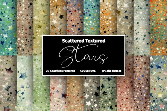 20 Scattered Textured Star Patterns: A Collection of Starry Night Textile Designs