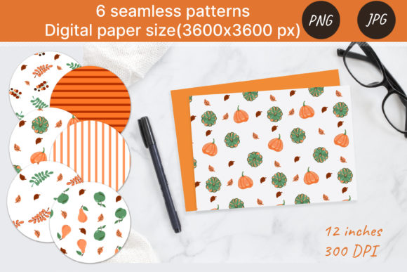 6 Seamless Autumn Patterns Digital Paper