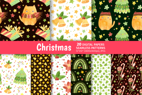 Christmas Holiday Patterns with Cats