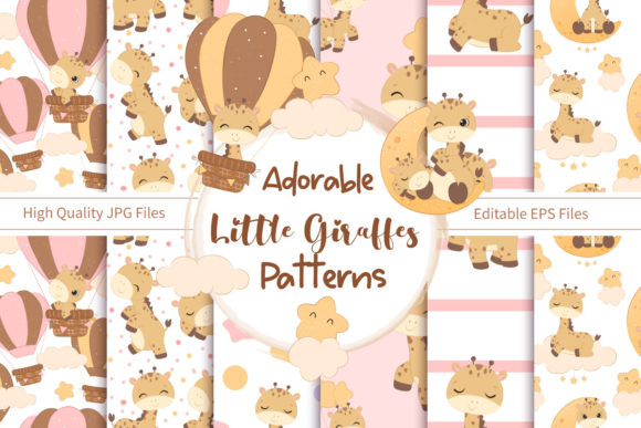 Cute Little Giraffes Seamless Patterns