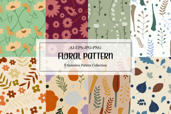 Floral Vector Seamless Patterns V02