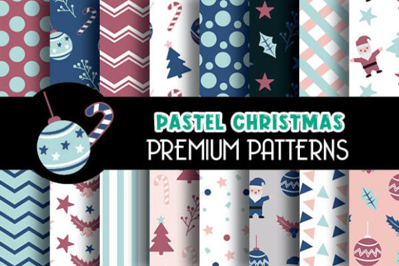 Pastel Christmas Digital Papers Patterns
