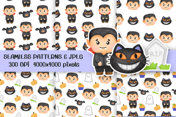 Vampire Halloween Seamless Patterns